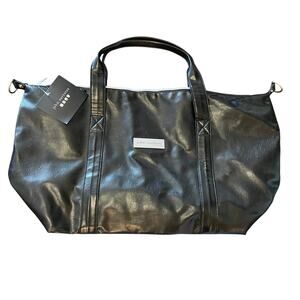 John Varvatos Men's Black Faux Leather Weekender Duffel Travel Bag New with Tag